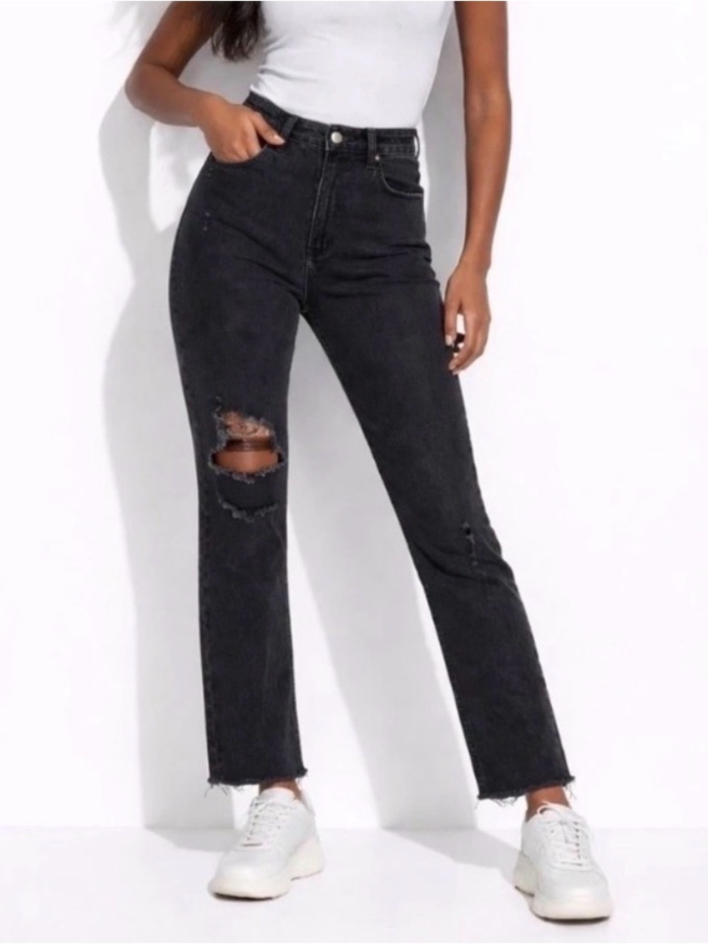 Abercrombie & Fitch The Skinny High Rise Distressed Black Jeans 28/6